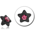 BLACK PVD COATED TITANIUM ALLOY PREMIUM CRYSTAL JEWELED STAR FOR 1.6MM INTERNALLY THREADED PINS