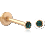 Gold PVD 18K Coated Surgical Steel Grade 316L Internally Threaded Premium Crystal Jeweled Micro Labret