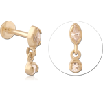 Gold PVD 18K Surgical Steel Grade 316L Internally Threaded Micro Labret