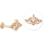Gold PVD Coated Surgical Steel Grade 316L Jeweled Micro Attachment for 1.2mm Internally Threaded Pins
