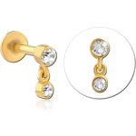 Gold PVD Coated Surgical Steel Grade 316L Internally Threaded Jeweled Micro Labret