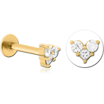Gold PVD Coated Surgical Steel Grade 316L Internally Threaded Jeweled Micro Labret