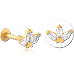 Gold PVD Coated Surgical Steel Grade 316L Internally Threaded Jeweled Micro Labret