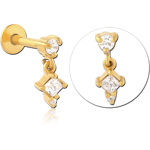 Gold PVD Coated Surgical Steel Grade 316L Internally Threaded Jeweled Micro Labret