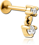 Gold PVD Coated Surgical Steel Grade 316L Internally Threaded Jeweled Micro Labret