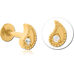 Gold PVD Coated Surgical Steel Grade 316L Internally Threaded Jeweled Micro Labret