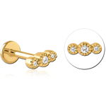 Gold PVD Coated Surgical Steel Grade 316L Internally Threaded Jeweled Micro Labret