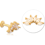 Gold PVD Coated Surgical Steel Grade 316L Internally Threaded Jeweled Micro Labret Special New Design