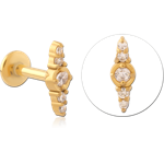 Gold PVD Coated Surgical Steel Grade 316L Internally Threaded Jeweled Micro Labret