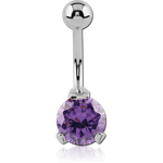 SURGICAL STEEL GRADE 316L INTERNALLY THREADED PRONG SET JEWELED NAVEL BANANA