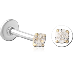 14K Gold Jeweled Attachment with Surgical Steel Grade 316L Internally Threaded Labret Pin
