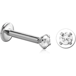 Surgical Steel Grade 316L Internally Threaded Labret with Prong Set Round Jeweled Attachment