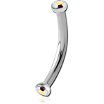 Surgical Steel Grade 316L Internally Threaded Double Jeweled Micro Curved Barbell