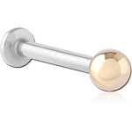 14 Karat Gold Yellow Ball with Surgical Steel Internally Threaded Micro Labret Pin