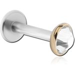 14 Karat Gold Yellow Jeweled Attachment with Surgical Steel Grade 316L Internally Threaded Micro Labret Pin