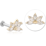 14 Karat Gold Yellow Jeweled Attachment with Surgical Steel Internally Threaded Micro Labret Pin