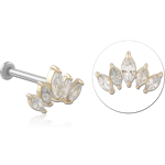 14 Karat Gold Yellow Jeweled Attachment with Surgical Steel Internally Threaded Micro Labret Pin