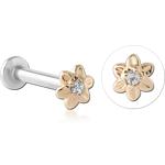 14 Karat Gold Yellow Jeweled Attachment with Surgical Steel Internally Threaded Micro Labret Pin
