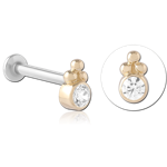 14 Karat Gold Yellow Jeweled Attachment with Surgical Steel Internally Threaded Micro Labret Pin