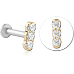 14 Karat Gold Yellow Jeweled Attachment with Surgical Steel Internally Threaded Micro Labret Pin