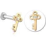 14 Karat Gold Yellow Jeweled Attachment with Surgical Steel Internally Threaded Micro Labret Pin