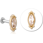 14 Karat Gold Yellow Jeweled Attachment with Surgical Steel Internally Threaded Micro Labret Pin