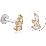 14 Karat Gold Yellow Jeweled Attachment with Surgical Steel Internally Threaded Micro Labret Pin