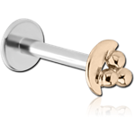 14K Gold Attachment with Surgical Steel Grade 316L Internally Threaded Micro Labret Pin
