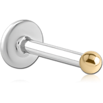 14 Karat Gold Yellow Jeweled Attachment with Surgical Steel Internally Threaded Micro Labret Pin