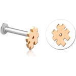 14 Karat Gold Yellow Attachment with Surgical Steel Internally Threaded Micro Labret Pin