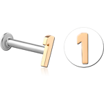 14 Karat Gold Yellow Attachment with Surgical Steel Internally Threaded Micro Labret Pin