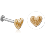 14 Karat Gold Yellow Attachment with Surgical Steel Internally Threaded Micro Labret Pin