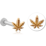 14 KARAT GOLD YELLOW ATTACHMENT WITH SURGICAL STEEL INTERNALLY THREADED MICRO LABRET PIN