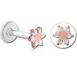 14 Karat Rose Gold Jeweled Attachment with Surgical Steel Grade 316L Internally Threaded Micro Labret Pin