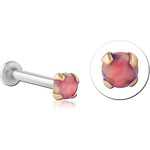 18 Karat Gold Yellow Synthetic Opal Attachment with Surgical Steel Internally Threaded Micro Labret Pin