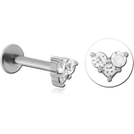 Surgical Steel Grade 316L Internally Threaded Jeweled Micro Labret