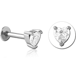 Surgical Steel Grade 316L Internally Threaded Jeweled Micro Labret - Heart