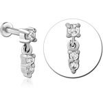 SURGICAL STEEL GRADE 316L INTERNALLY THREADED JEWELED MICRO LABRET