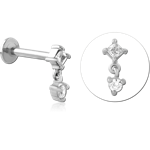 Surgical Steel Grade 316L Internally Threaded Jeweled Micro Labret