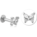 SURGICAL STEEL GRADE 316L INTERNALLY THREADED JEWELED MICRO LABRET