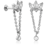 Surgical Steel Grade 316L Internally Threaded Jeweled Micro Labret
