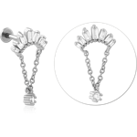 Surgical Steel Grade 316L Internally Threaded Jeweled Micro Labret