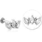 Surgical Steel Grade 316L Internally Threaded Jeweled Micro Labret