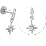 Surgical Steel Grade 316L Internally Threaded Jeweled Micro Labret