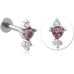 Surgical Steel Grade 316L Internally Threaded Jeweled Micro Labret