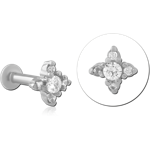 Surgical Steel Grade 316L Internally Threaded Jeweled Micro Labret - Square