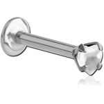 Surgical Steel Grade 316L Internally Threaded Heart Prong Set Jeweled Micro Labret
