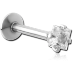 Surgical Steel Grade 316L Internally Threaded Square Prong Set Jeweled Micro Labret