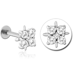 14K WHITE GOLD JEWELED ATTACHMENT WITH SURGICAL STEEL GRADE 316L INTERNALLY THREADED MICRO LABRET PIN