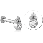 14K WHITE GOLD JEWELED ATTACHMENT WITH SURGICAL STEEL GRADE 316L INTERNALLY THREADED MICRO LABRET PIN